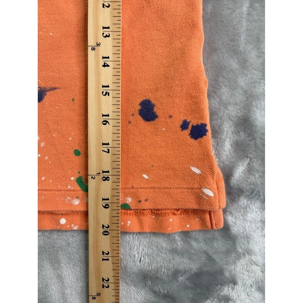 Polo Ralph Lauren Boys Size 8 Orange Paint Splatter Short Sleeve Shirt
